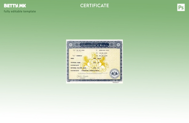 Модерен стил Шаблон за извод од матична книга на родените на Комонвелтот на Пенс